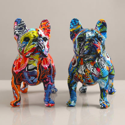 Colorful French Bulldog Statue Home Decor