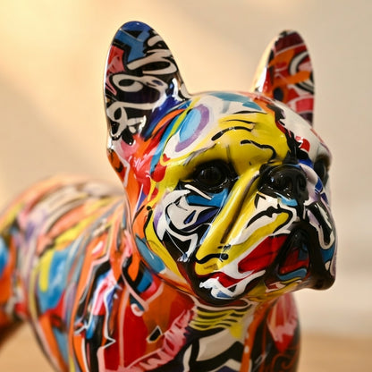 Colorful French Bulldog Statue Home Decor