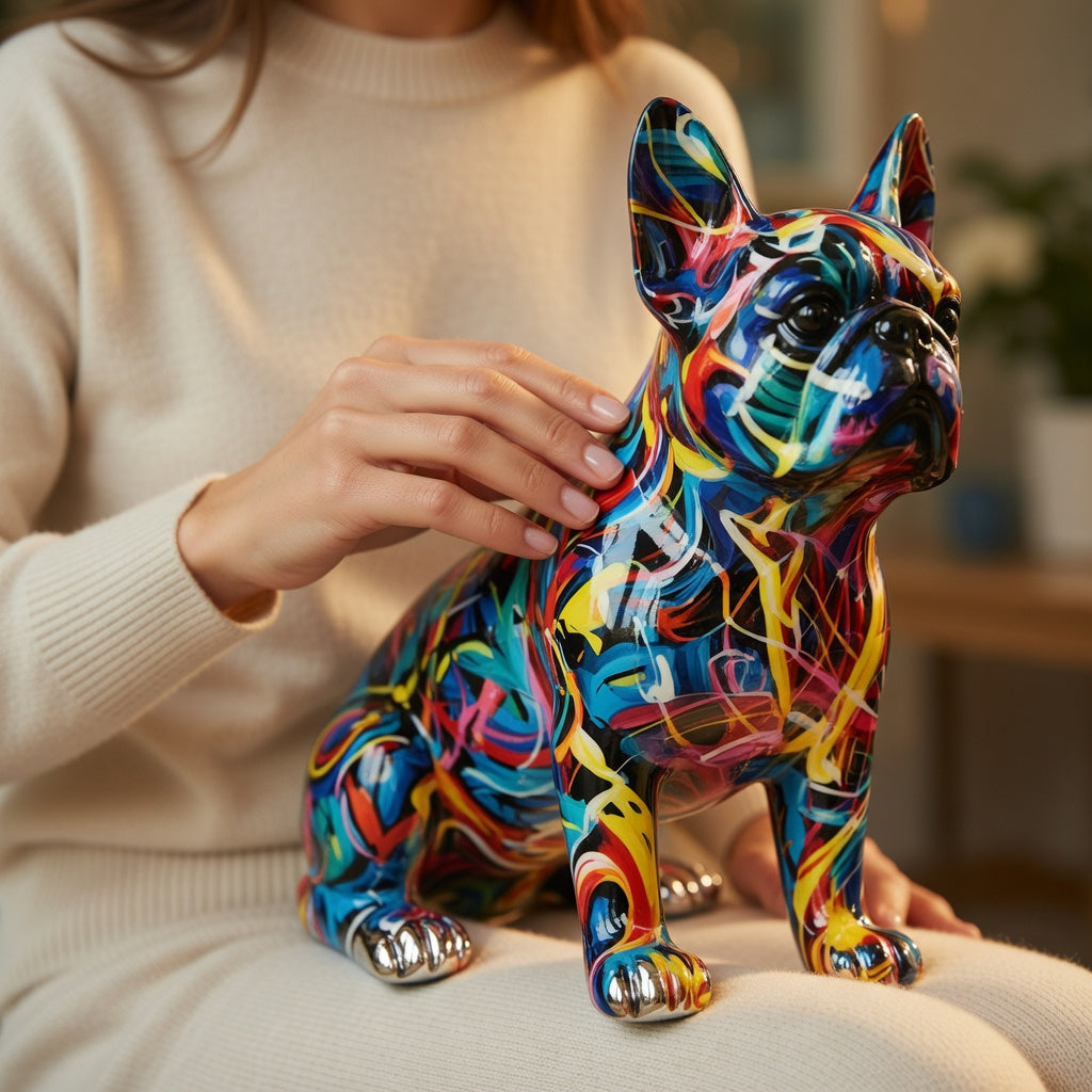 Colorful French Bulldog Statue Home Decor
