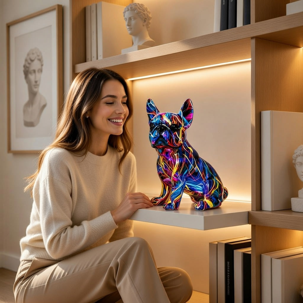 Colorful French Bulldog Statue Home Decor