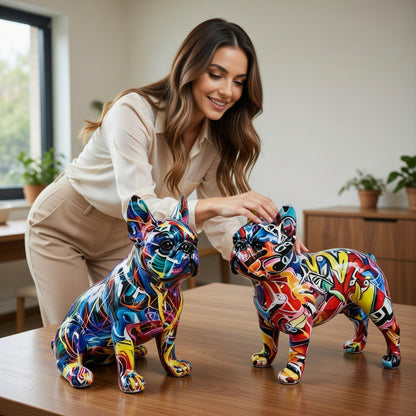 Colorful French Bulldog Statue Home Decor