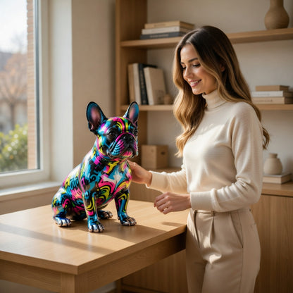 Colorful French Bulldog Statue Home Decor