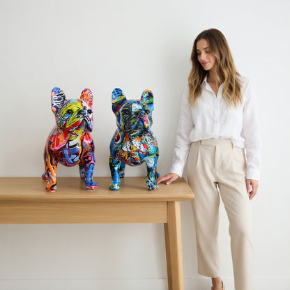 Colorful French Bulldog Statue Home Decor