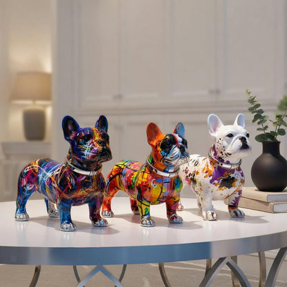 Colorful French Bulldog Statue Home Decor